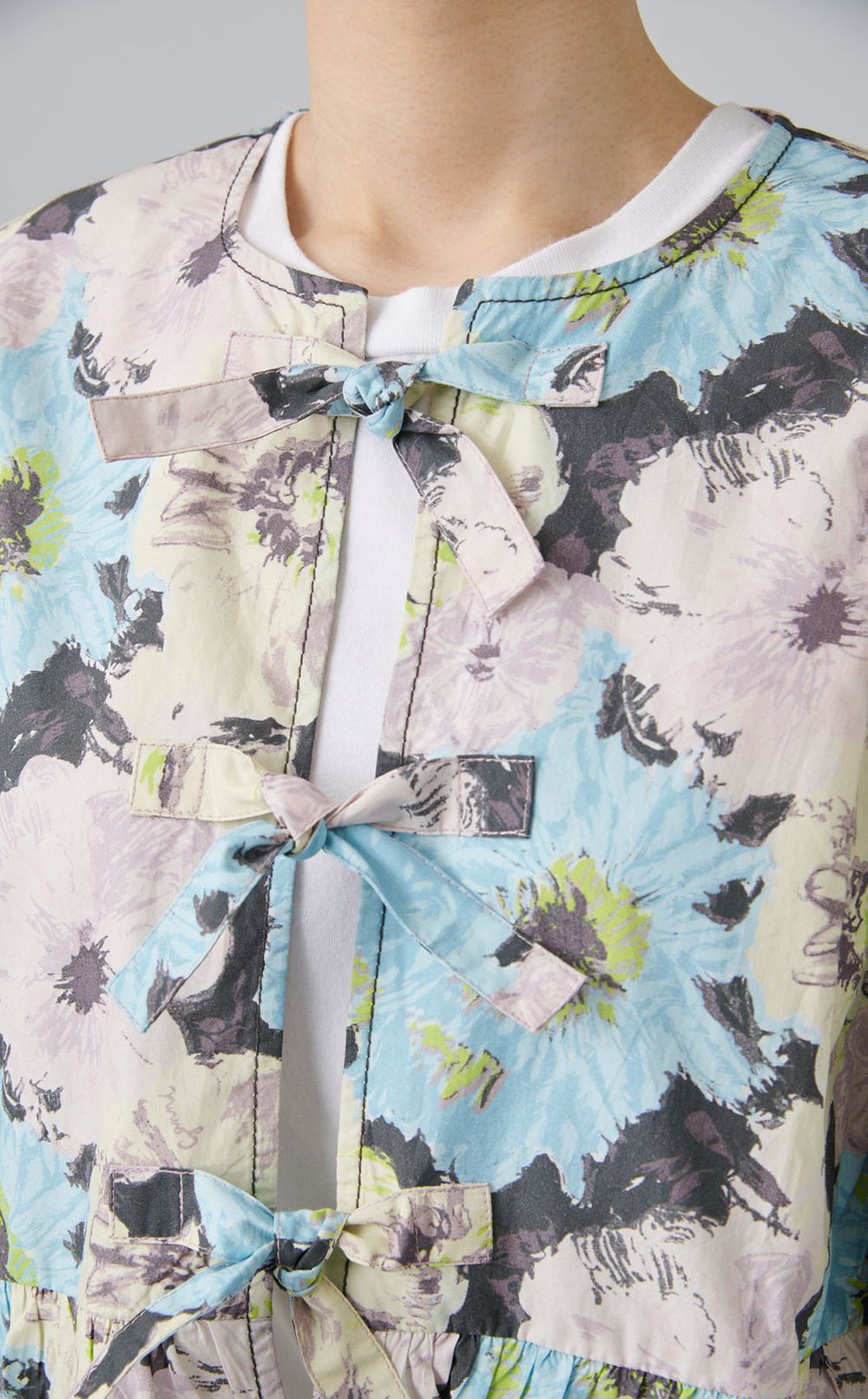 フラワープリントコットンブラウス