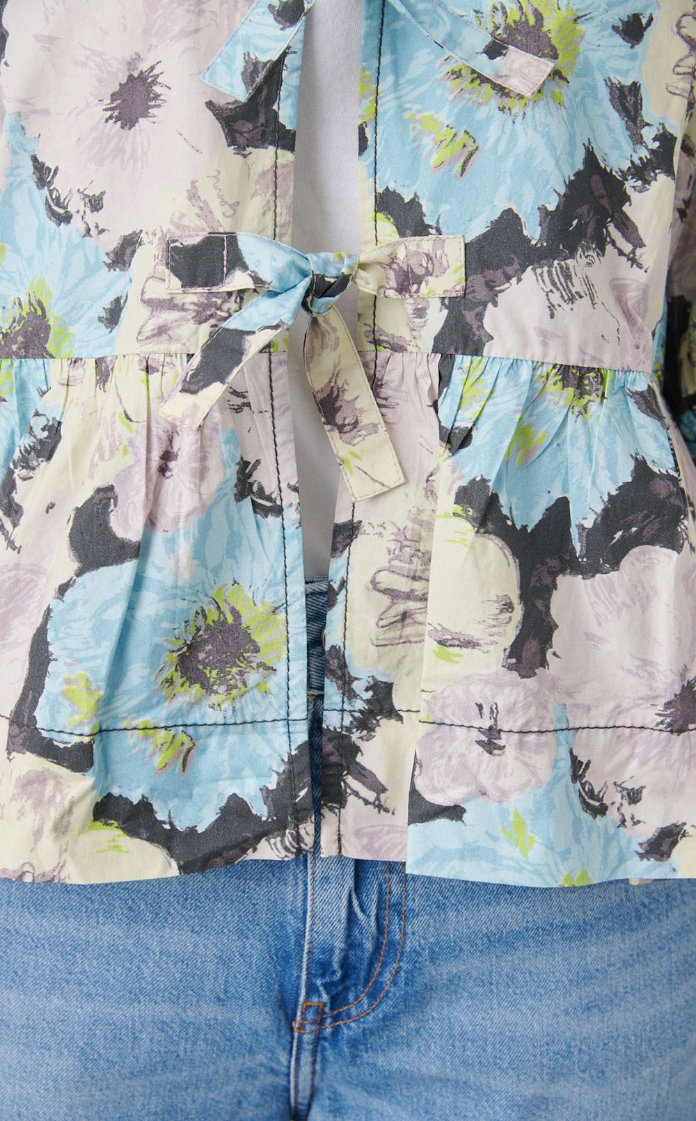 フラワープリントコットンブラウス