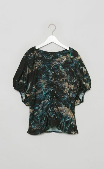 フロントギャザープリントブラウス