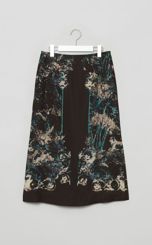 コラージュプリントミディスカート