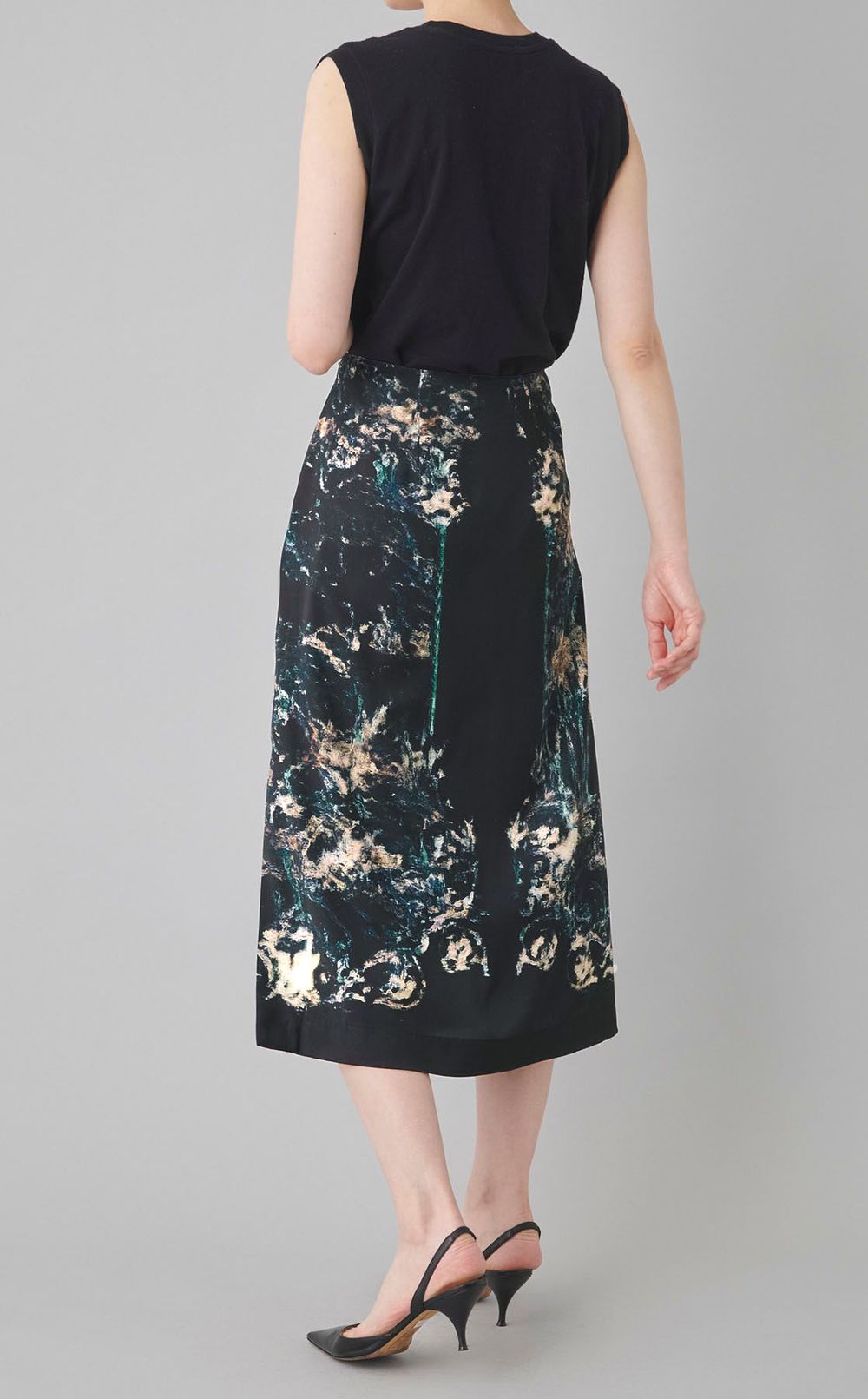 コラージュプリントミディスカート