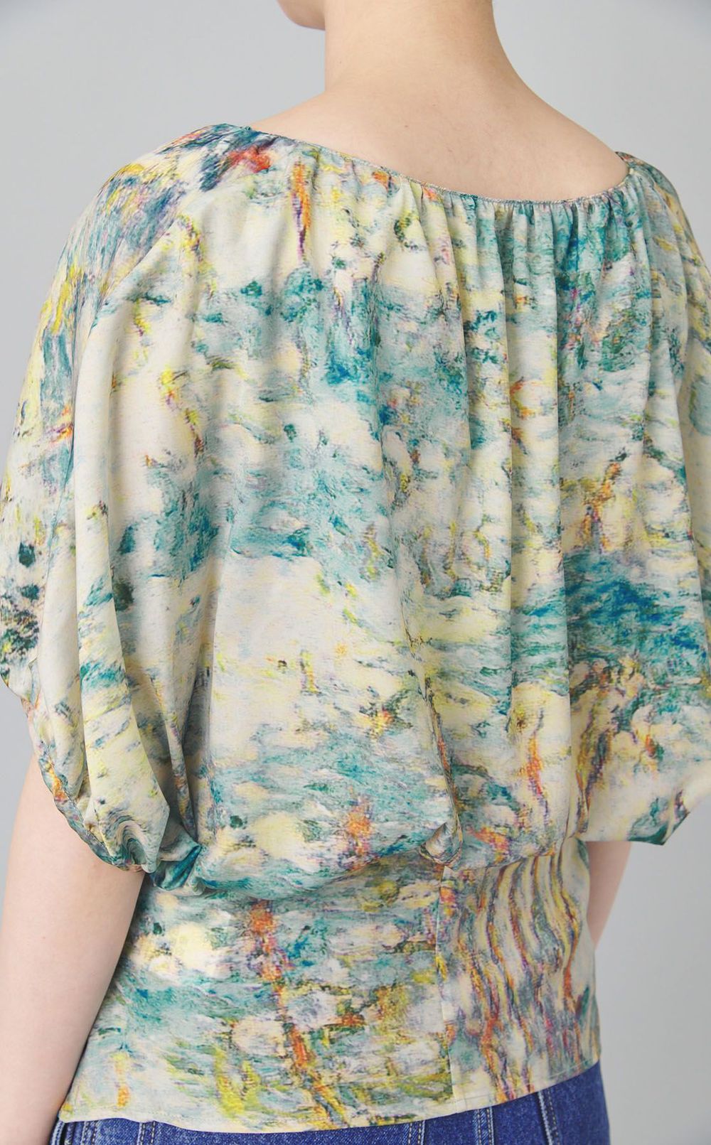 フロントギャザープリントブラウス