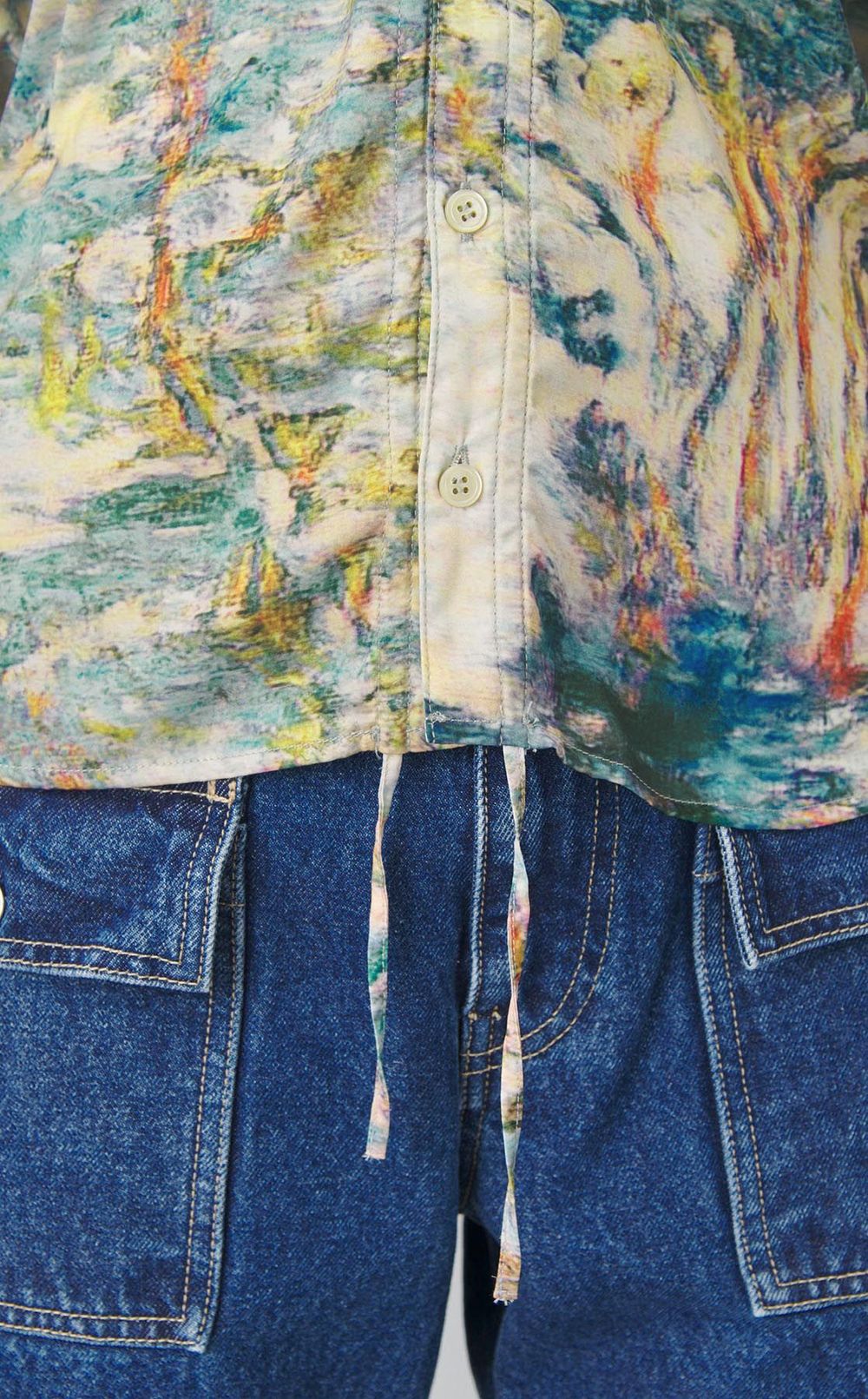 フロントギャザープリントブラウス