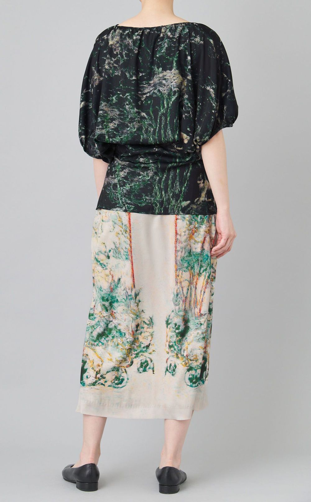 フロントギャザープリントブラウス