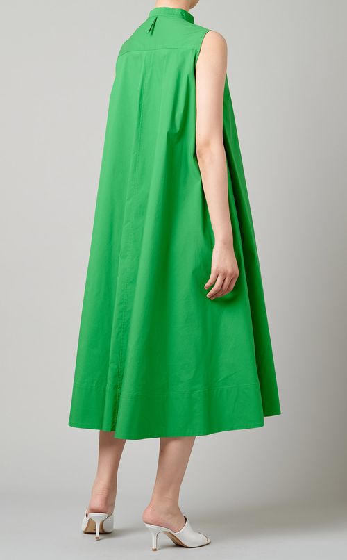 スタンドカラーロングシャツドレス