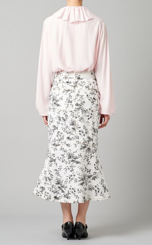 フラワープリントミディスカート