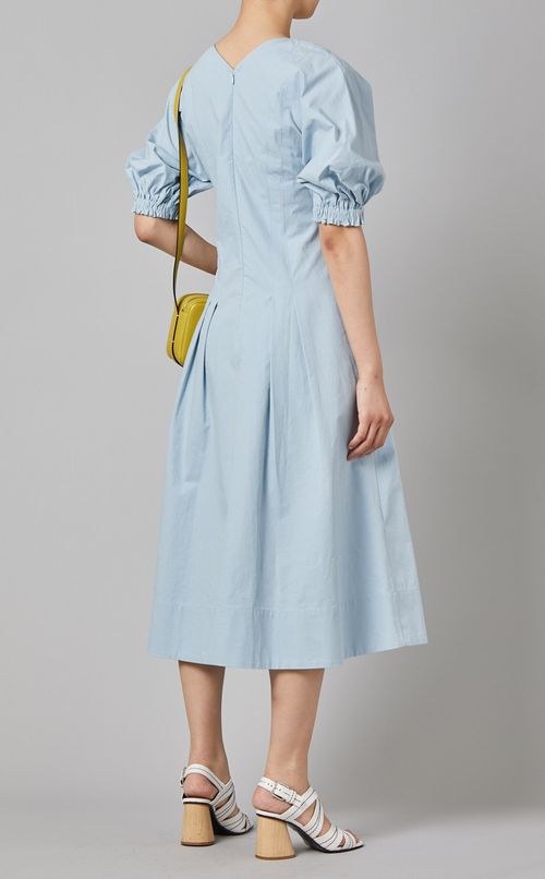 リネン混パフスリーブワンピース