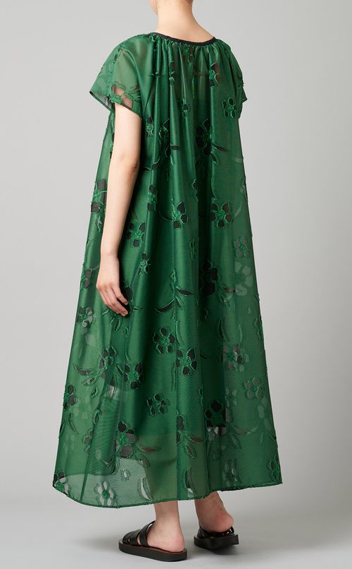 シアーカットジャガードギャザードレス