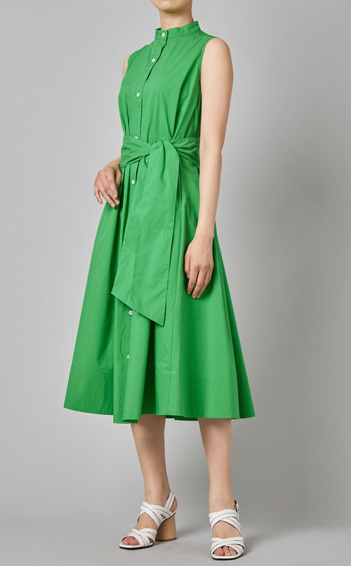 スタンドカラーロングシャツドレス