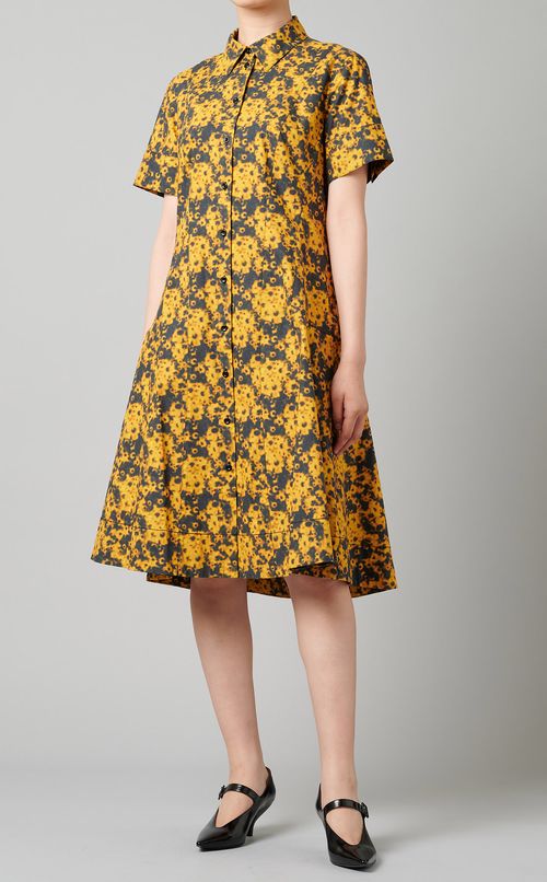 プリントフレアシャツワンピース