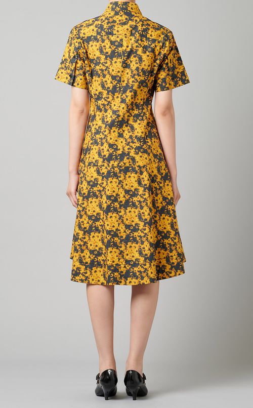 プリントフレアシャツワンピース