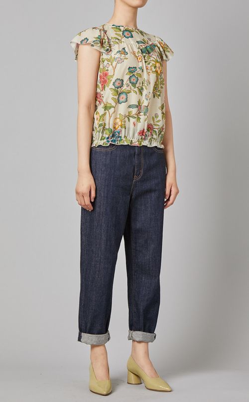 フラワープリントプルオーバーブラウス