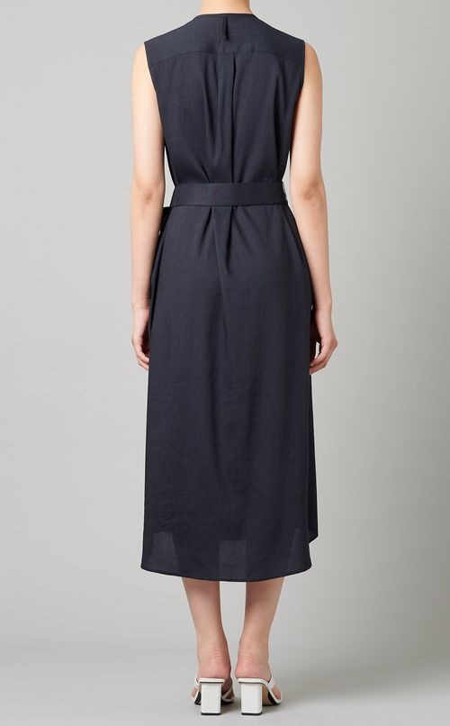 リネン混ロングシャツドレス