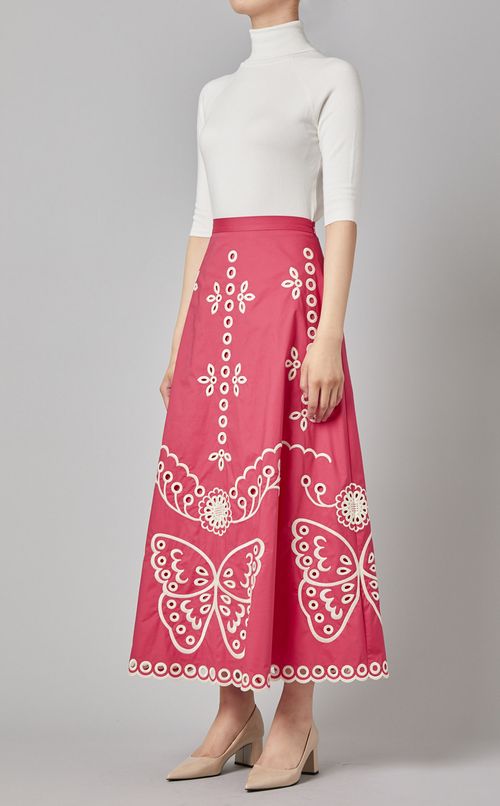 カット刺繍フレアスカート