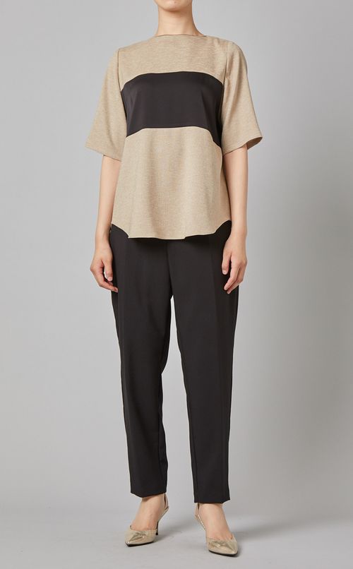 サテン切替プルオーバー