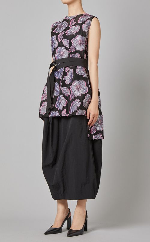 フラワープリントロングプルオーバー