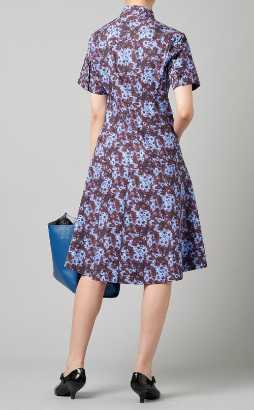 プリントフレアシャツワンピース