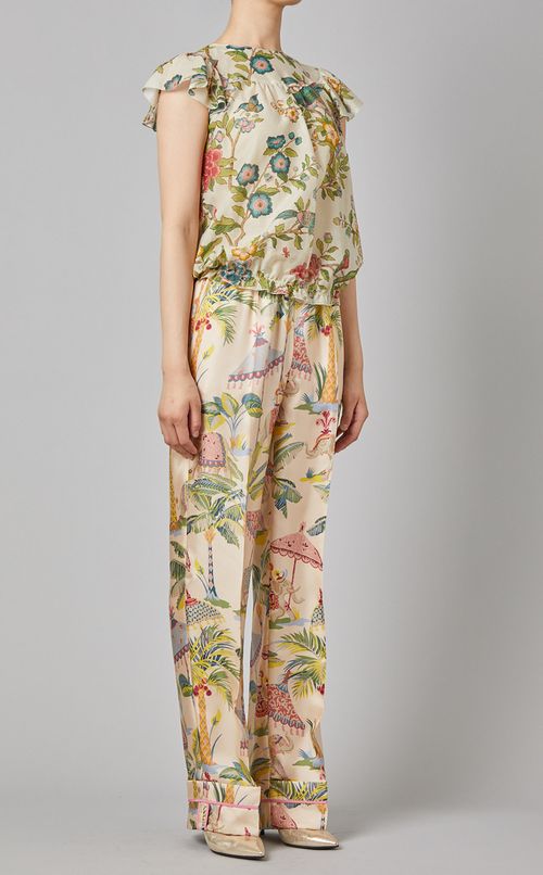 フラワープリントプルオーバーブラウス