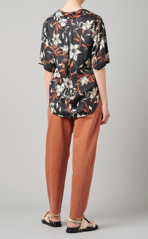 フラワープリントオープンカラーシャツ