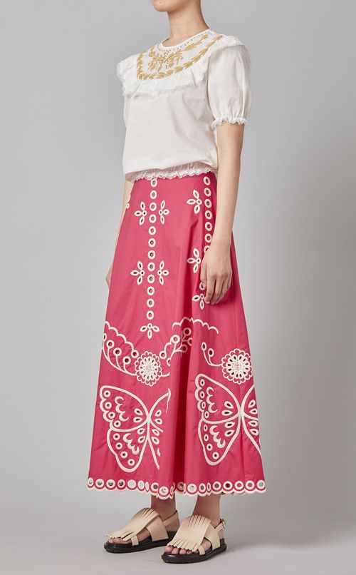 カット刺繍フレアスカート