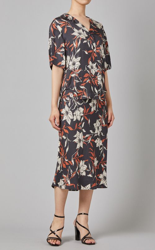 フラワープリントオープンカラーシャツ