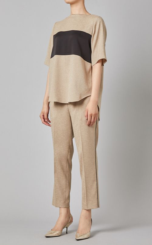 サテン切替プルオーバー