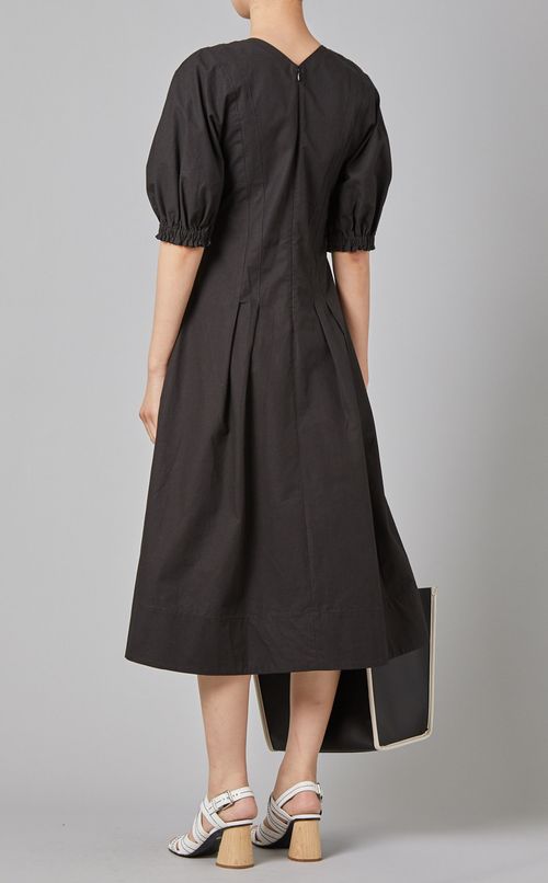 リネン混パフスリーブワンピース