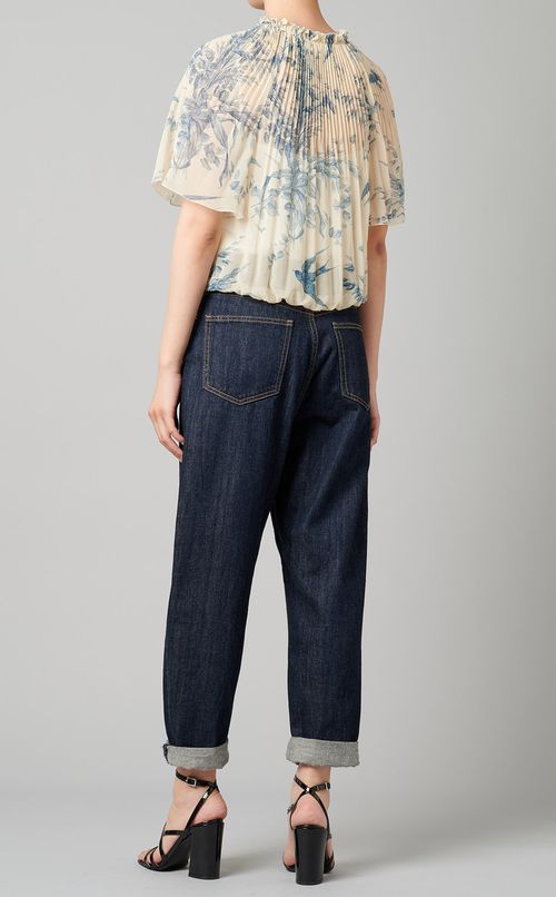 ボタニカルプリントギャザープルオーバー