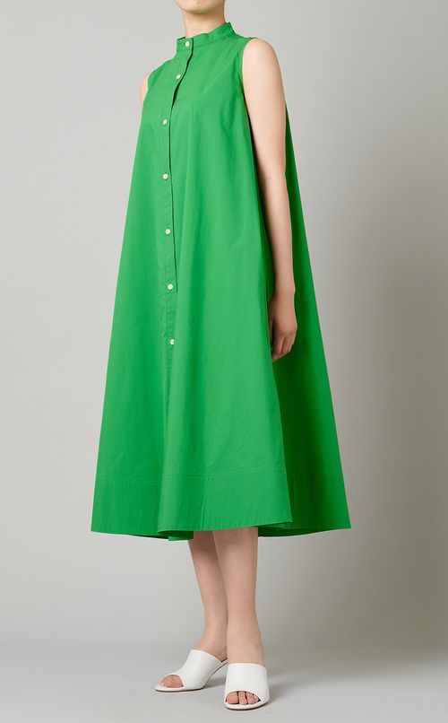 スタンドカラーロングシャツドレス