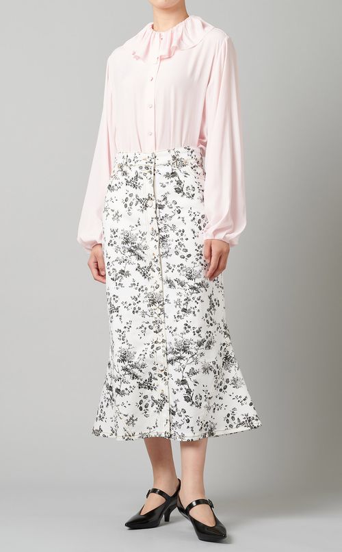 フラワープリントミディスカート