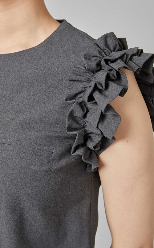 ベルト付フリルスリーブワンピース