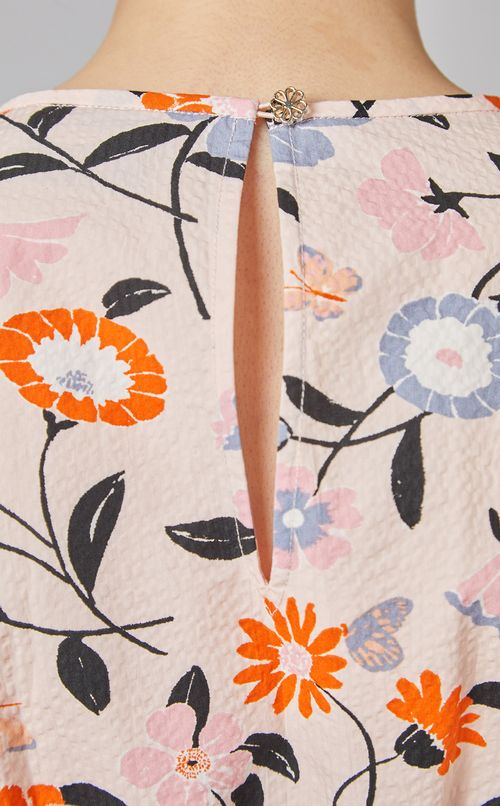 ベルト付フラワープリントワンピース