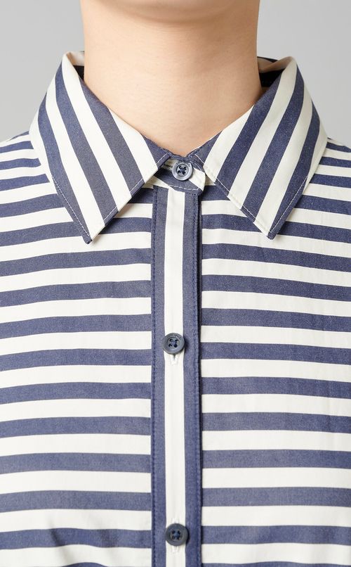 リボン付ストライプシャツワンピース