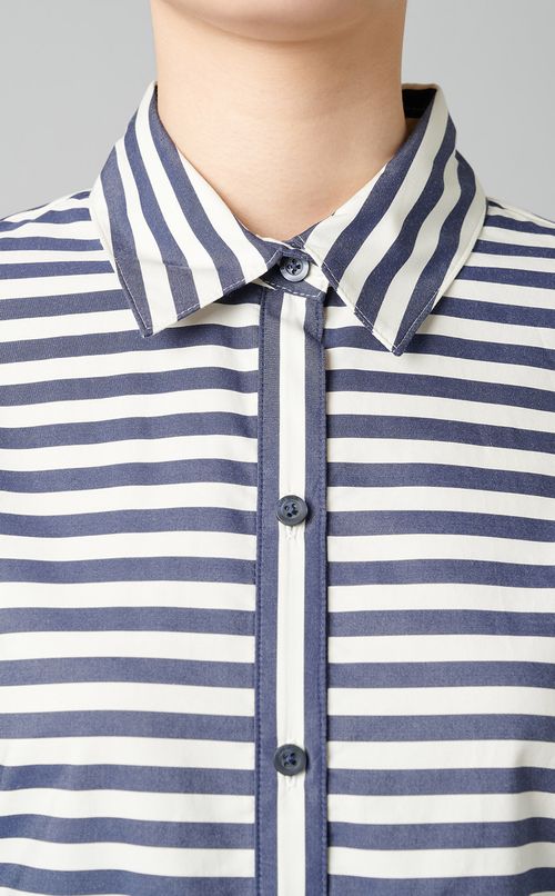 ストライプコットンフレアシャツ