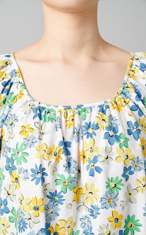 フラワープリントギャザーブラウス