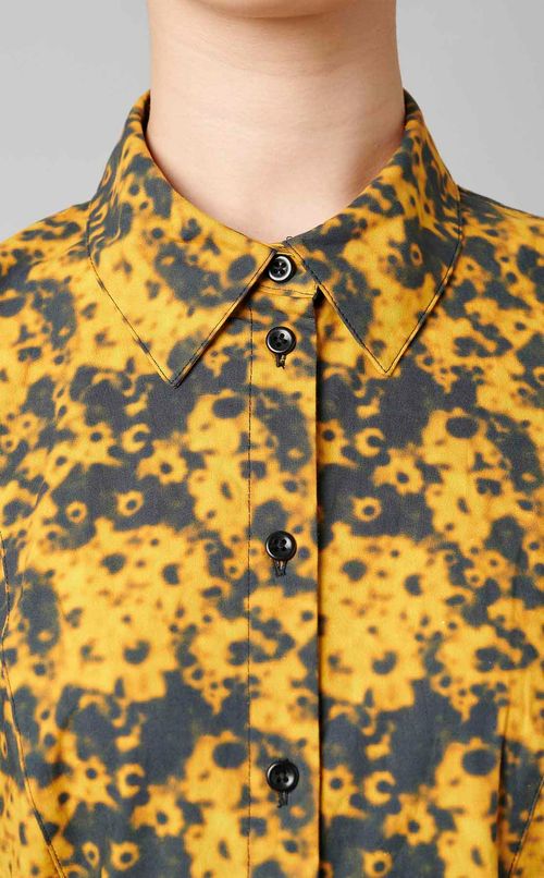 プリントフレアシャツワンピース