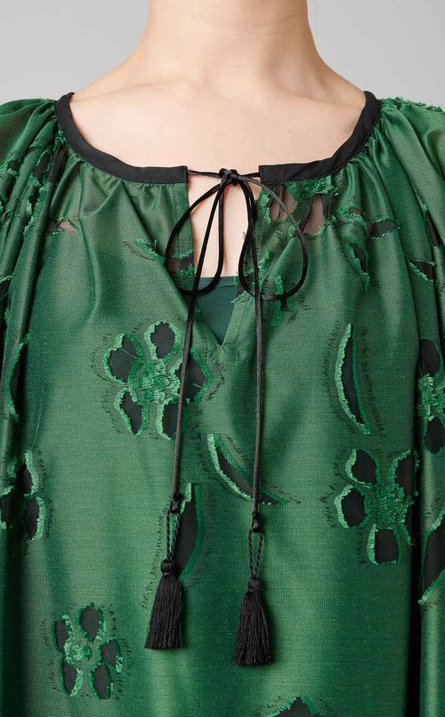 シアーカットジャガードギャザードレス