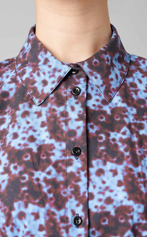 プリントフレアシャツワンピース