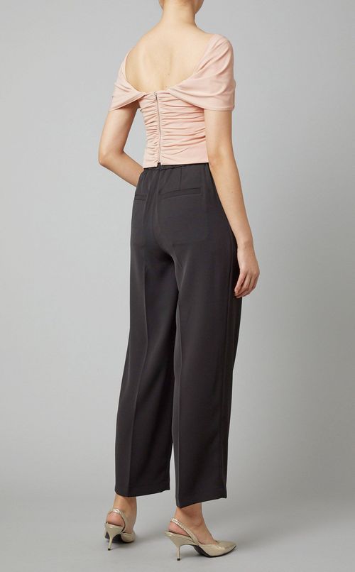 ギャザーストレッチノースリーブトップス