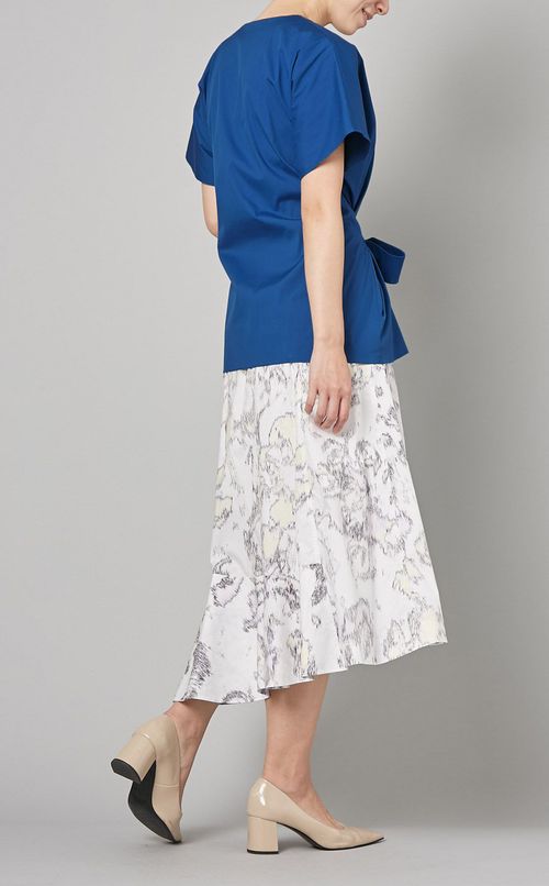 ウエストリボンショートスリーブブラウス