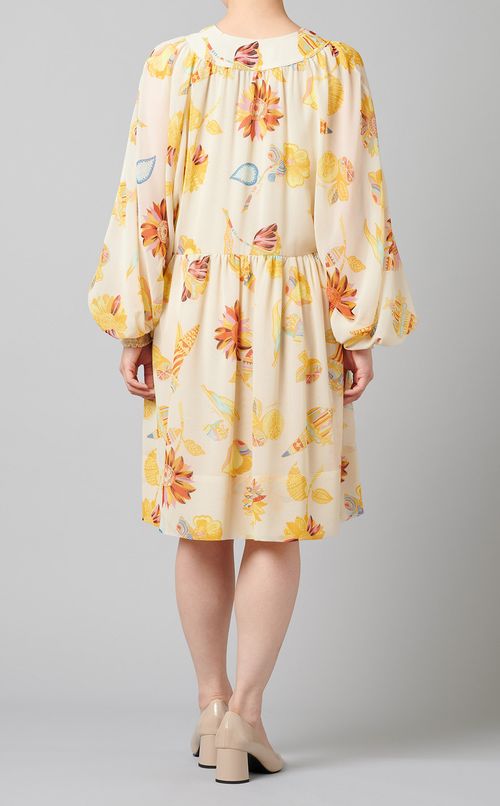 ボリュームスリーブプリントミニワンピース