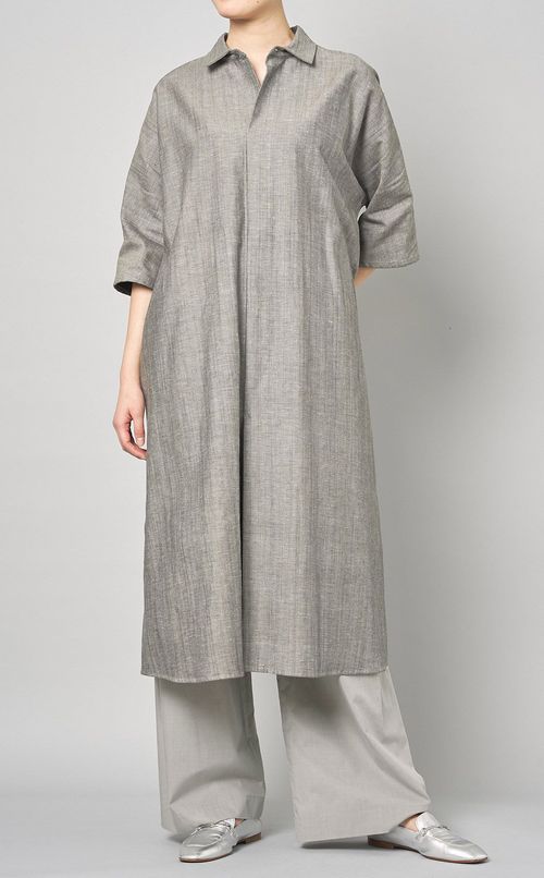 コットンリネンショートスリーブワンピース