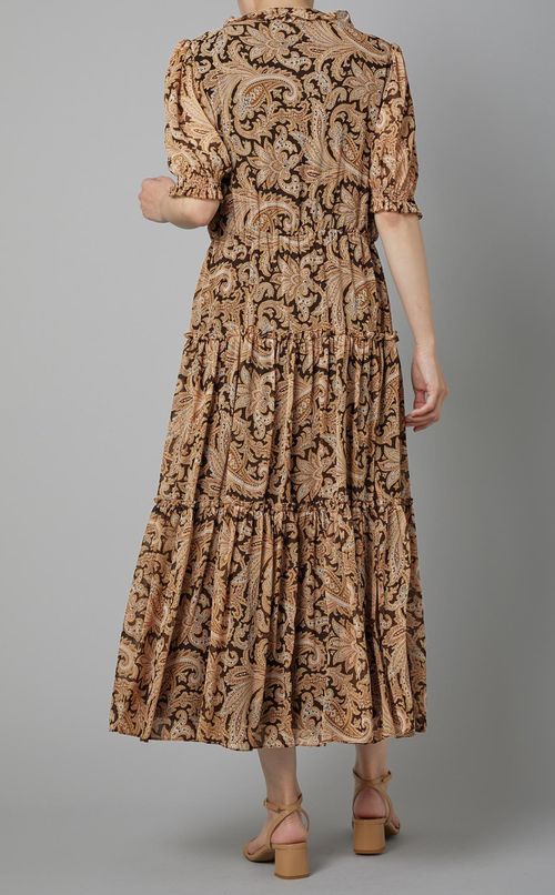 ペイズリー柄フロントフリルワンピース