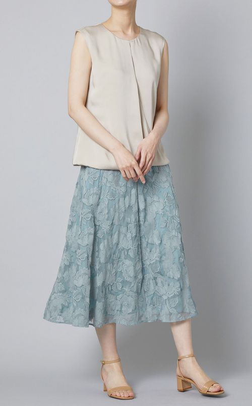 コットンフラワーレーススカート