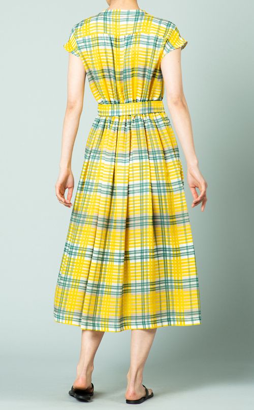 ブロックカラープリントワンピース