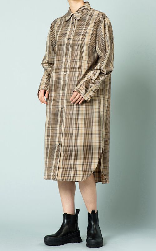 チェック柄ウールワンピース