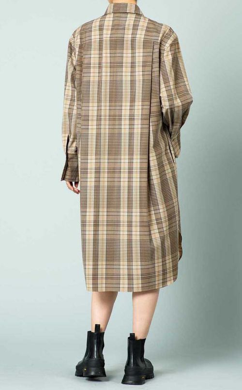 チェック柄ウールワンピース
