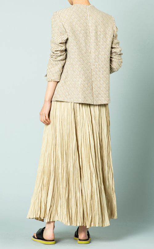 ノーカラーチェックジャケット