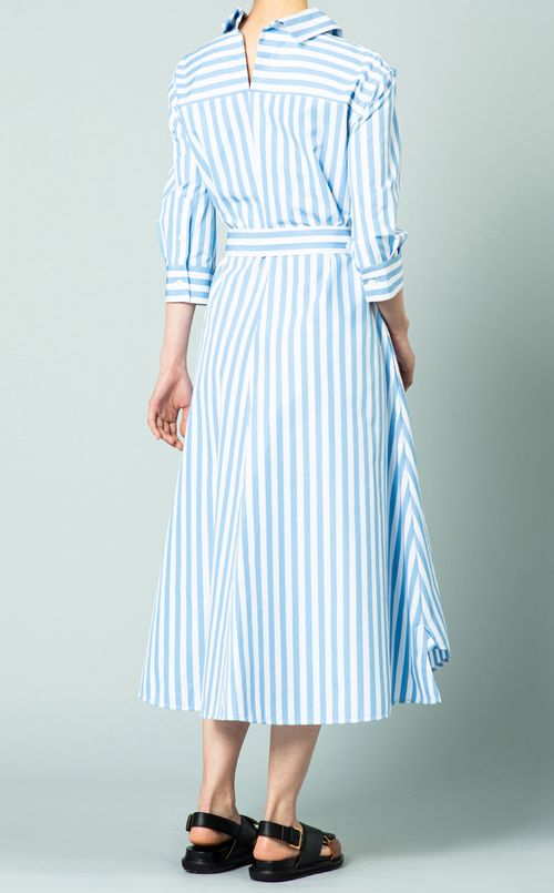 ベルト付ストライプシャツワンピース