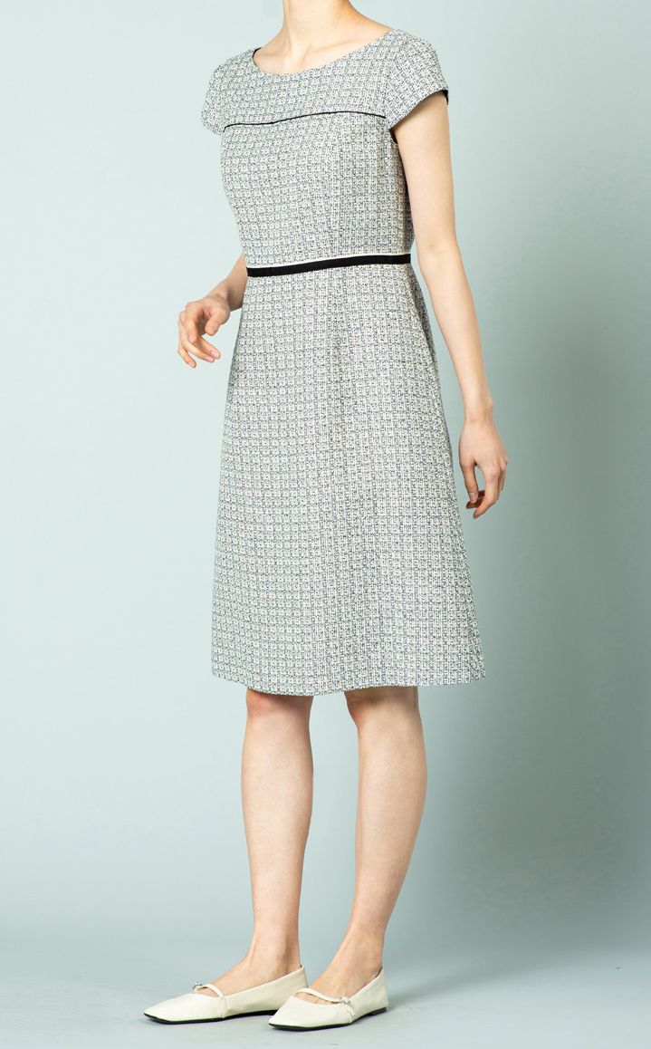 【新品】TOCCA ツイードドット柄 半袖 ワンピース 6 ホワイト TOCCA｜ツイードミニワンピース